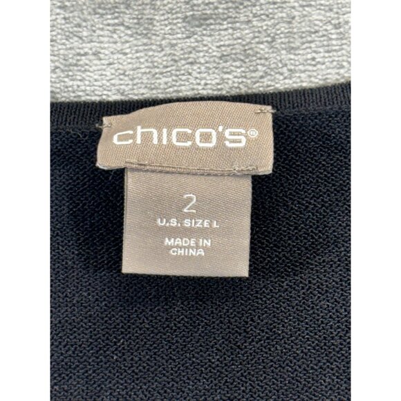 Chico's Tank Top Women's Large Black V-Neck Knit Blouse NWT - Picture 3 of 8